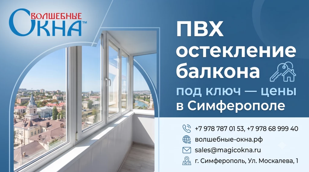 ПВХ остекление балкона под ключ — цены в Симферополе